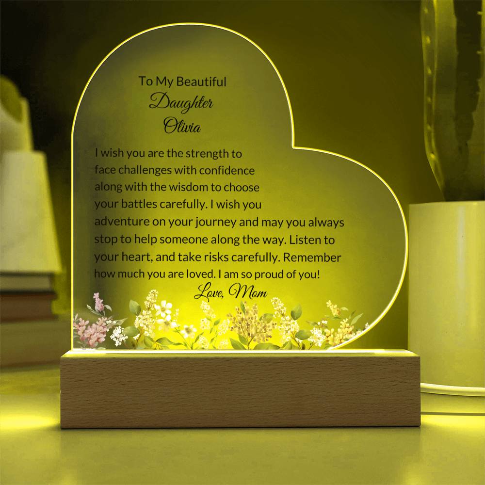 Daughter Personalized LED  Heart Plaque