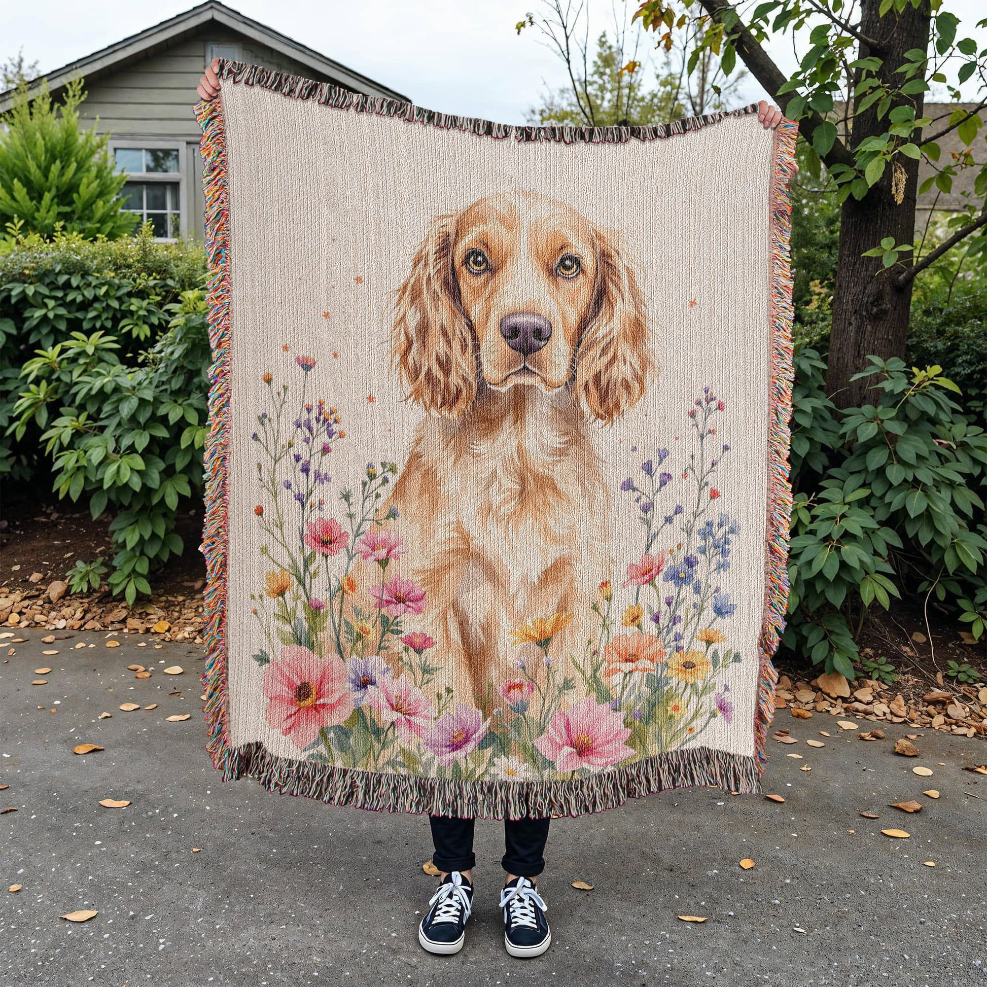 Cocker Spaniel Woven Cotton Throw Blanket-[Heartfelt Family Gift]