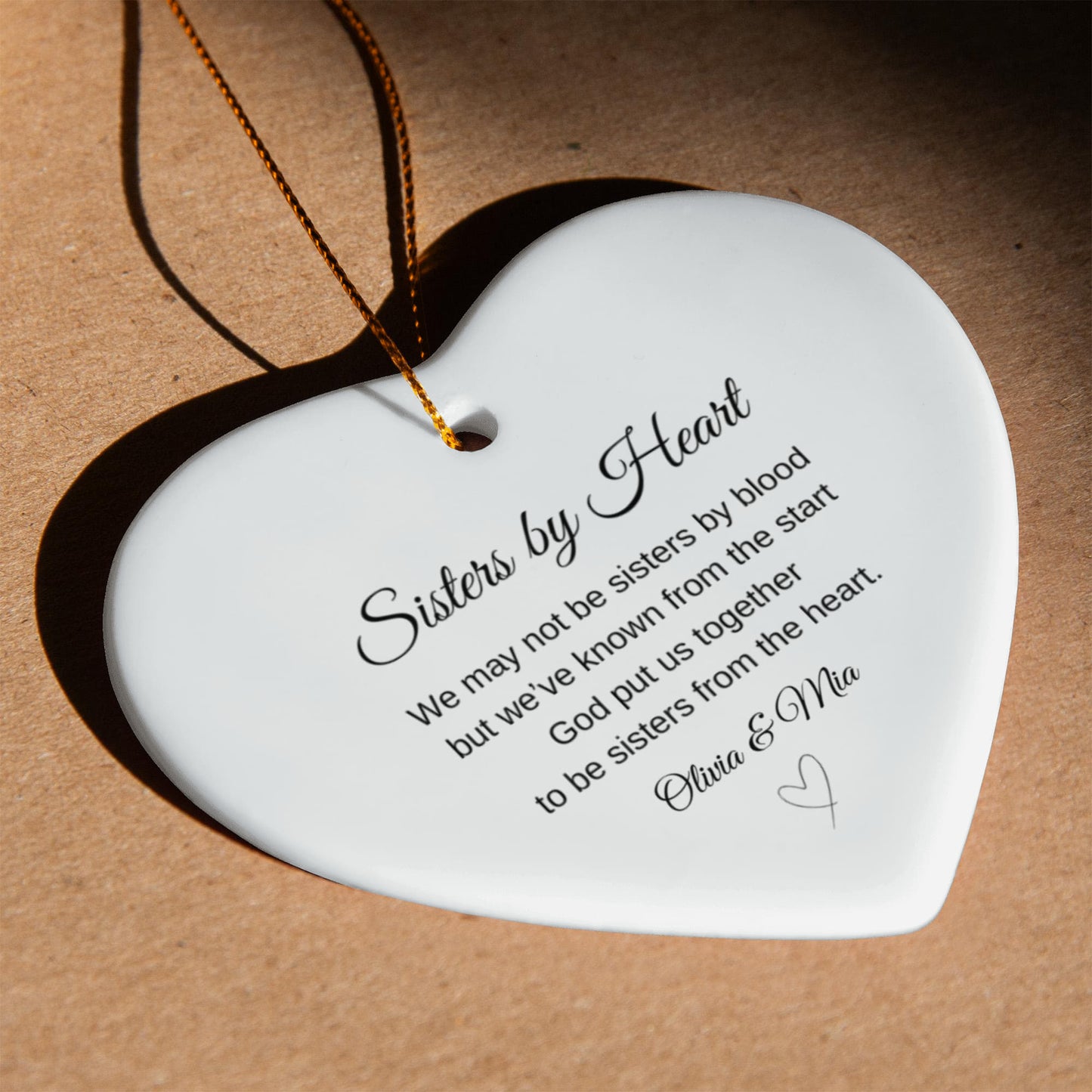 Sisters By Heart Ceramic Ornament