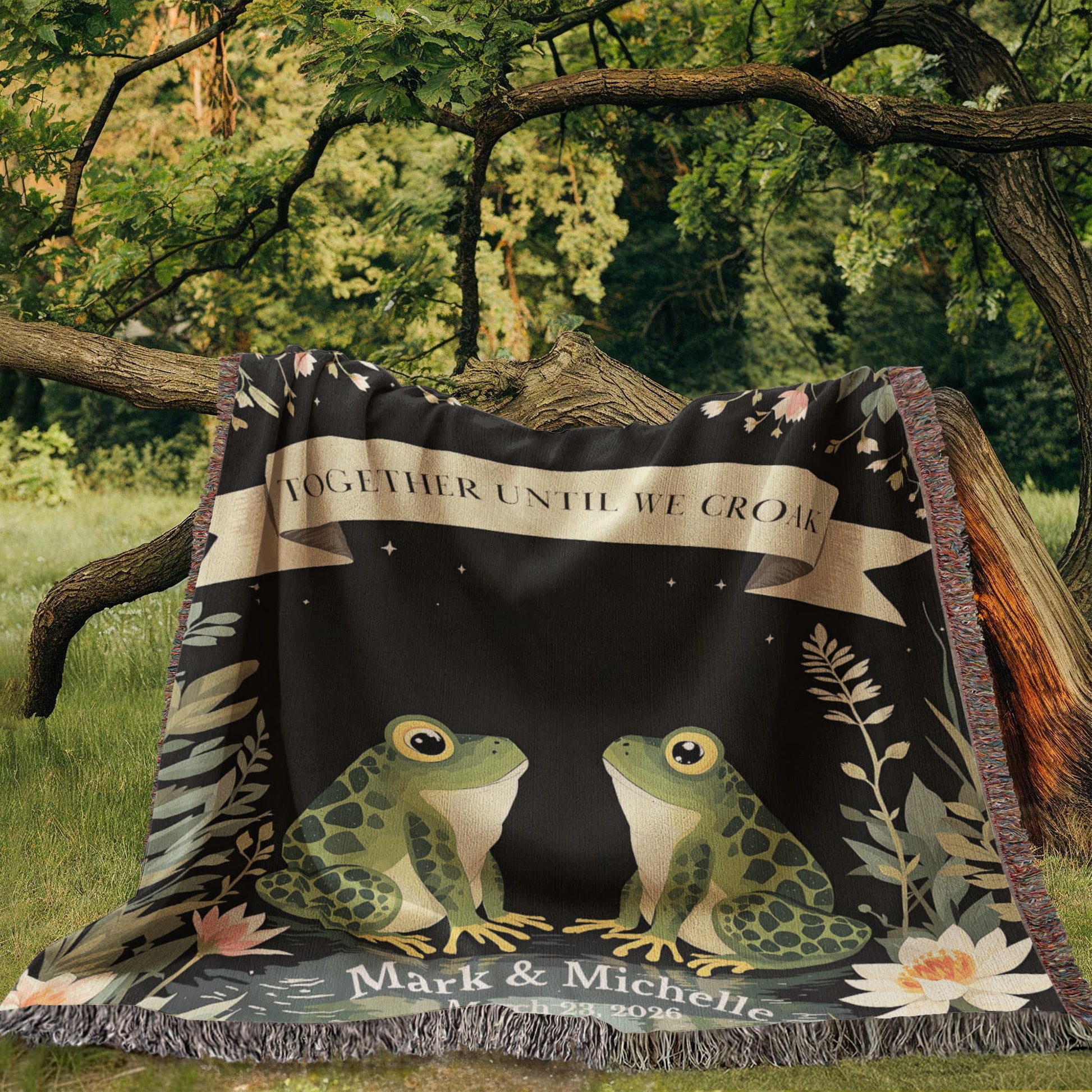 Personalized Frog Couple Blanket-[Heartfelt Family Gift]