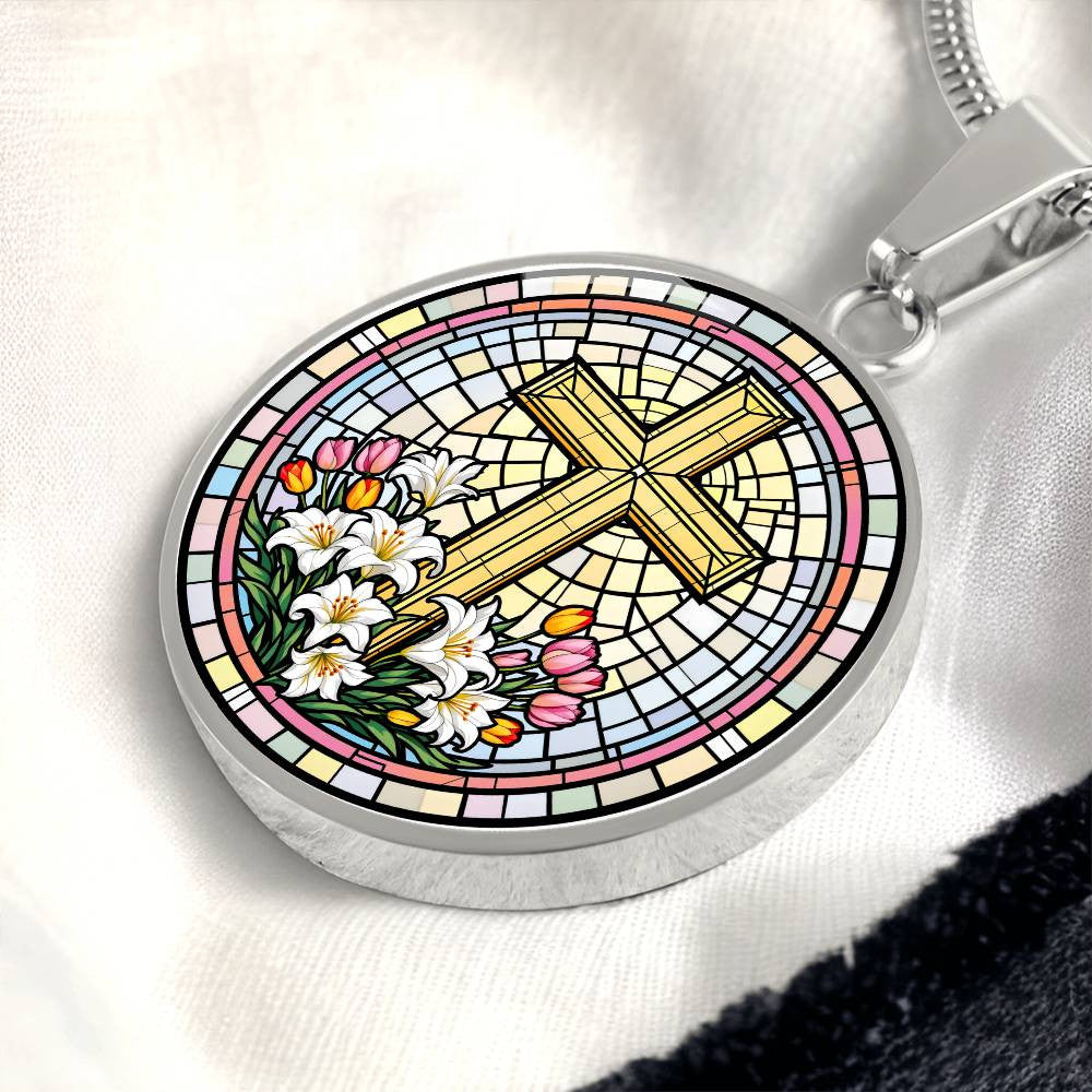 Engraved Cross Pendant Necklace