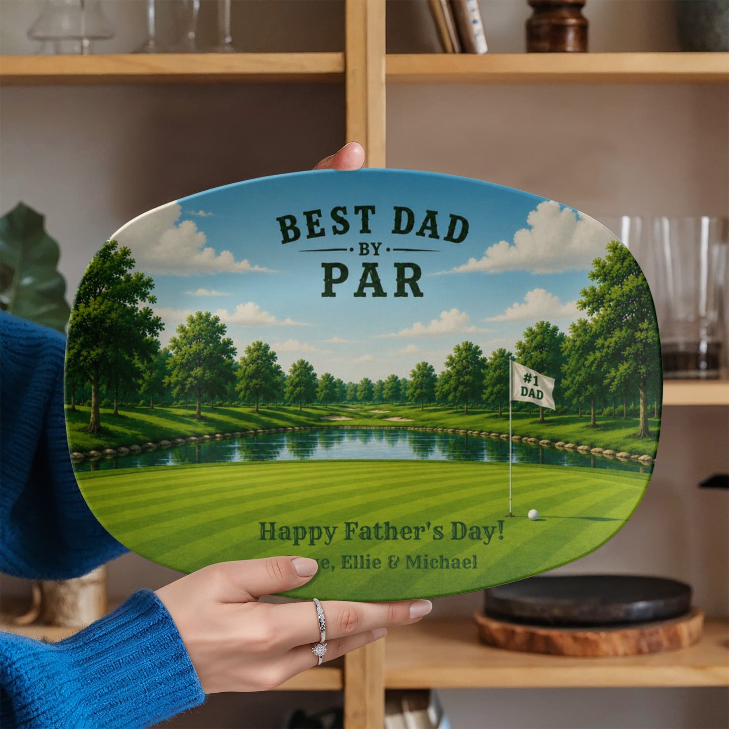 Personalized Golf Dad Serving Tray, Best Dad By Par BBQ Platter, Father's Day Gift, Custom Golf Theme Tray