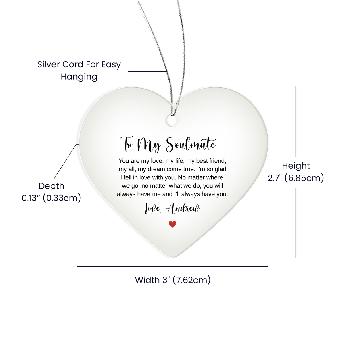 Soulmate Acrylic Heart Ornament