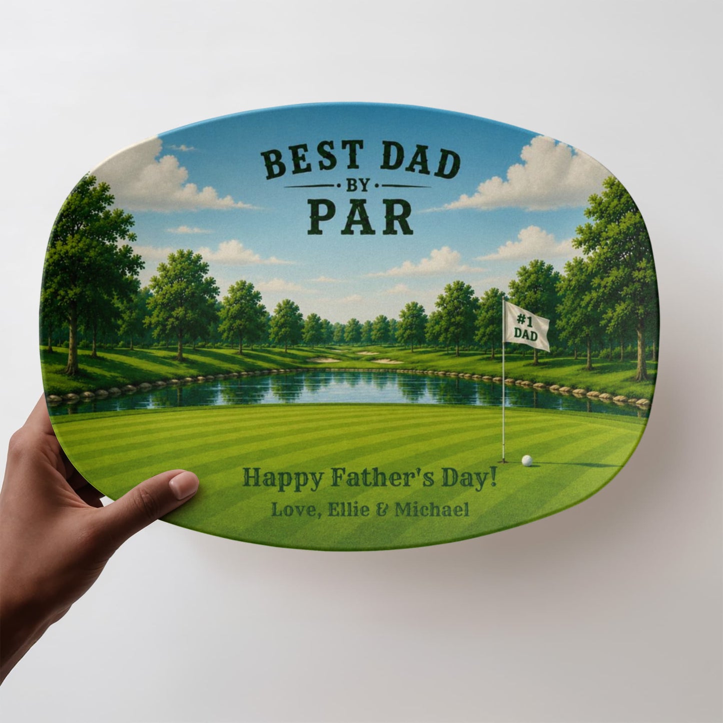 Personalized Golf Dad Serving Tray, Best Dad By Par BBQ Platter, Father's Day Gift, Custom Golf Theme Tray