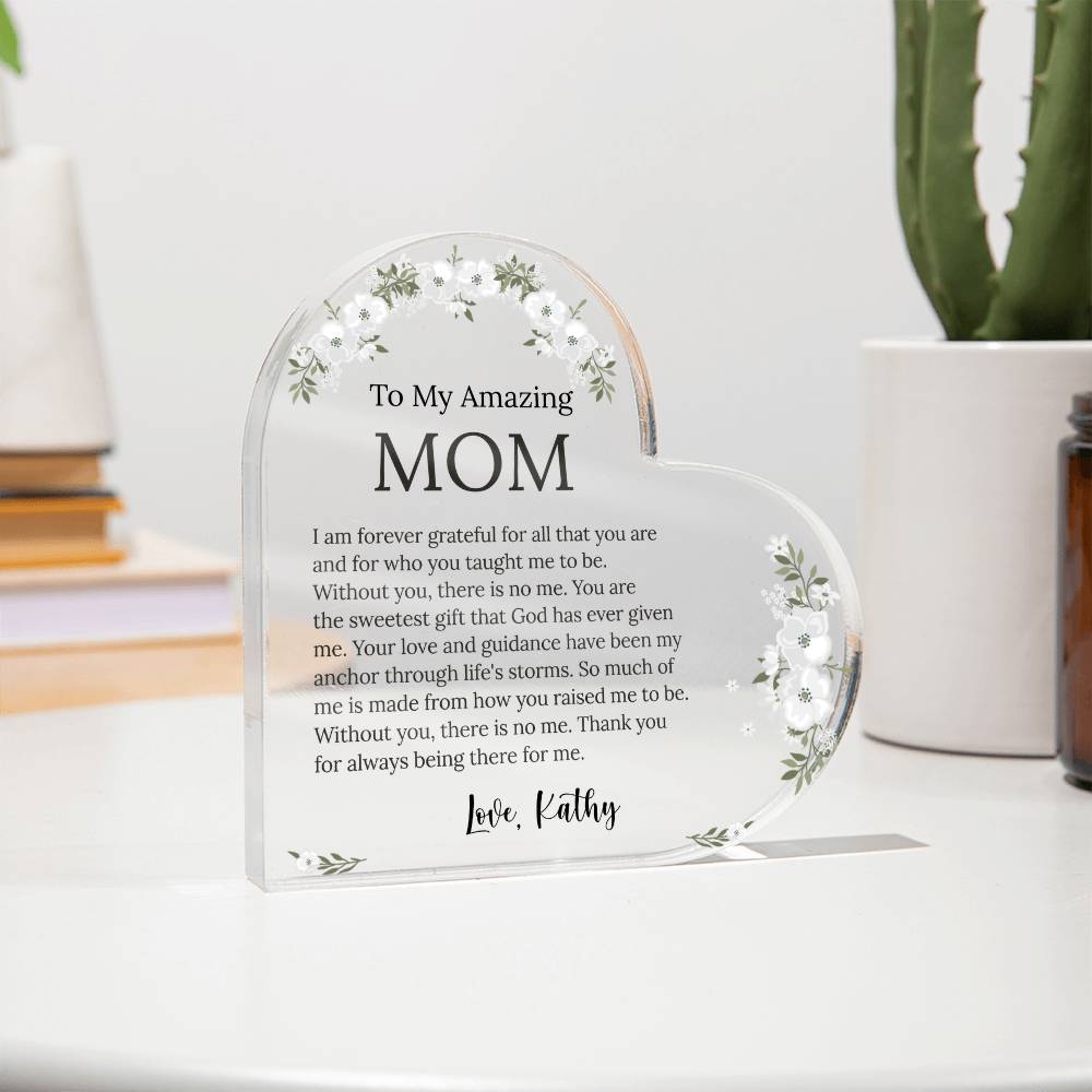 Mom Heart Acrylic Plaque Gift