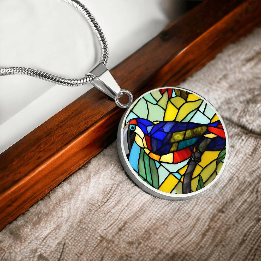 tucan 2 Polar Bear Round Pendant Necklace in Gold or silver-[Heartfelt Family Gift]