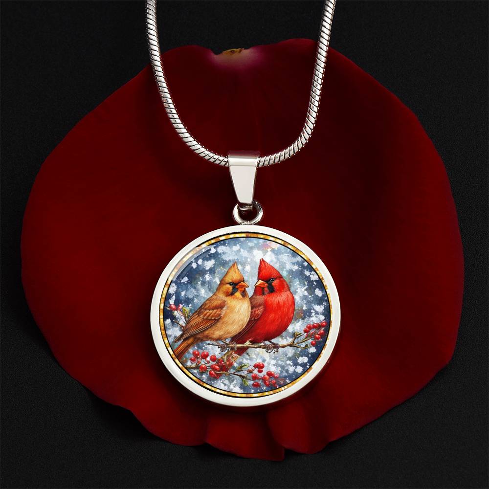 Floral Cardinals Personalized Engraved Necklace Bracelet or Keychain