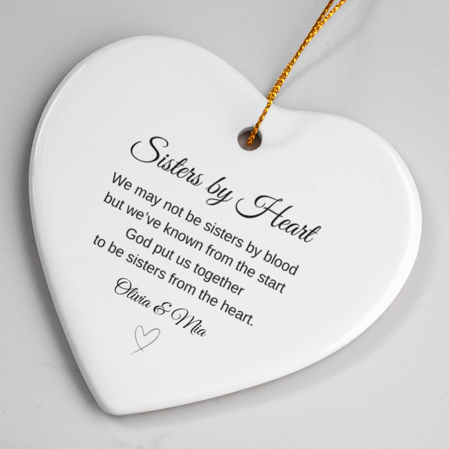Sisters By Heart Ceramic Ornament
