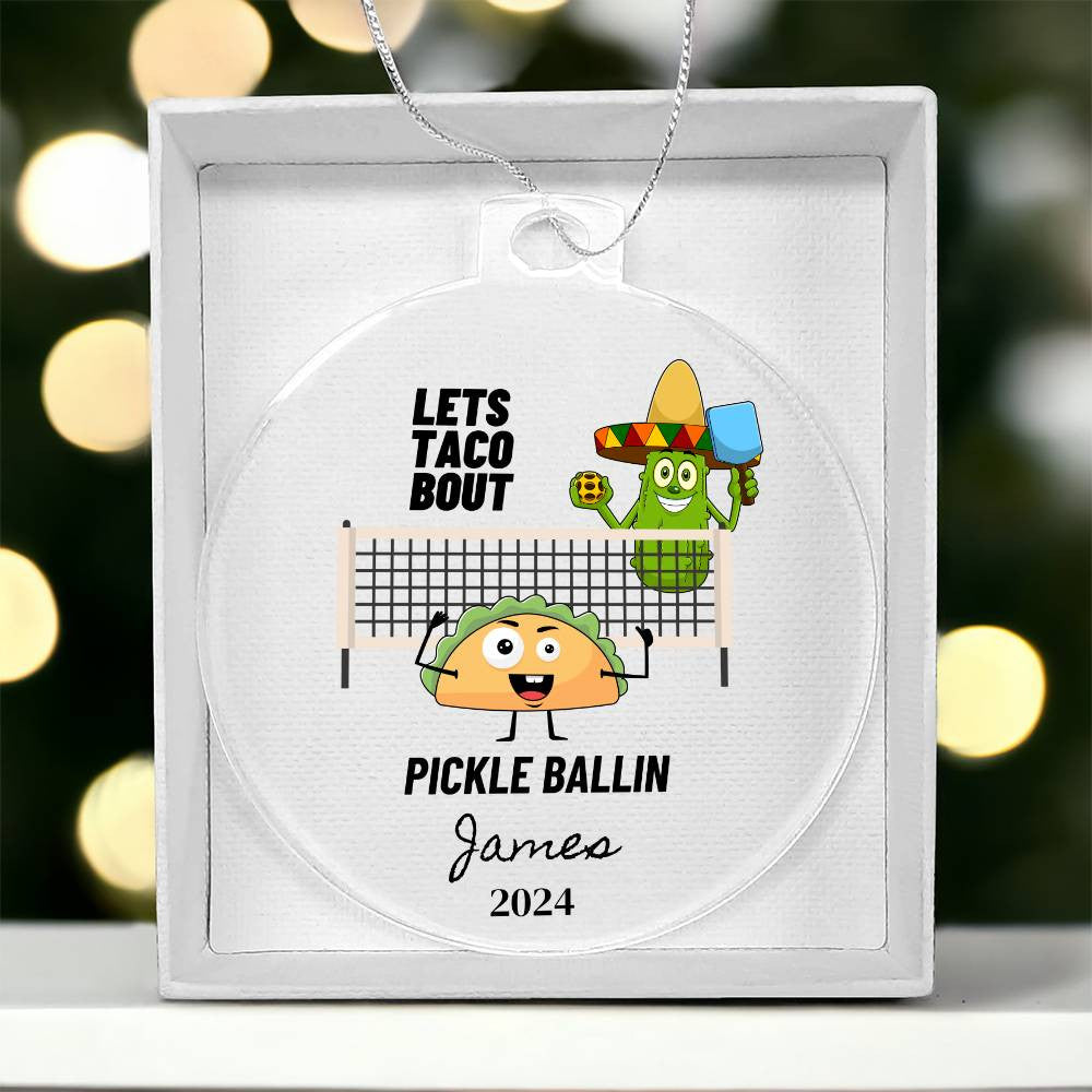 Funny PIckleball Acrylic Christmas Ornament-[Heartfelt Family Gift]