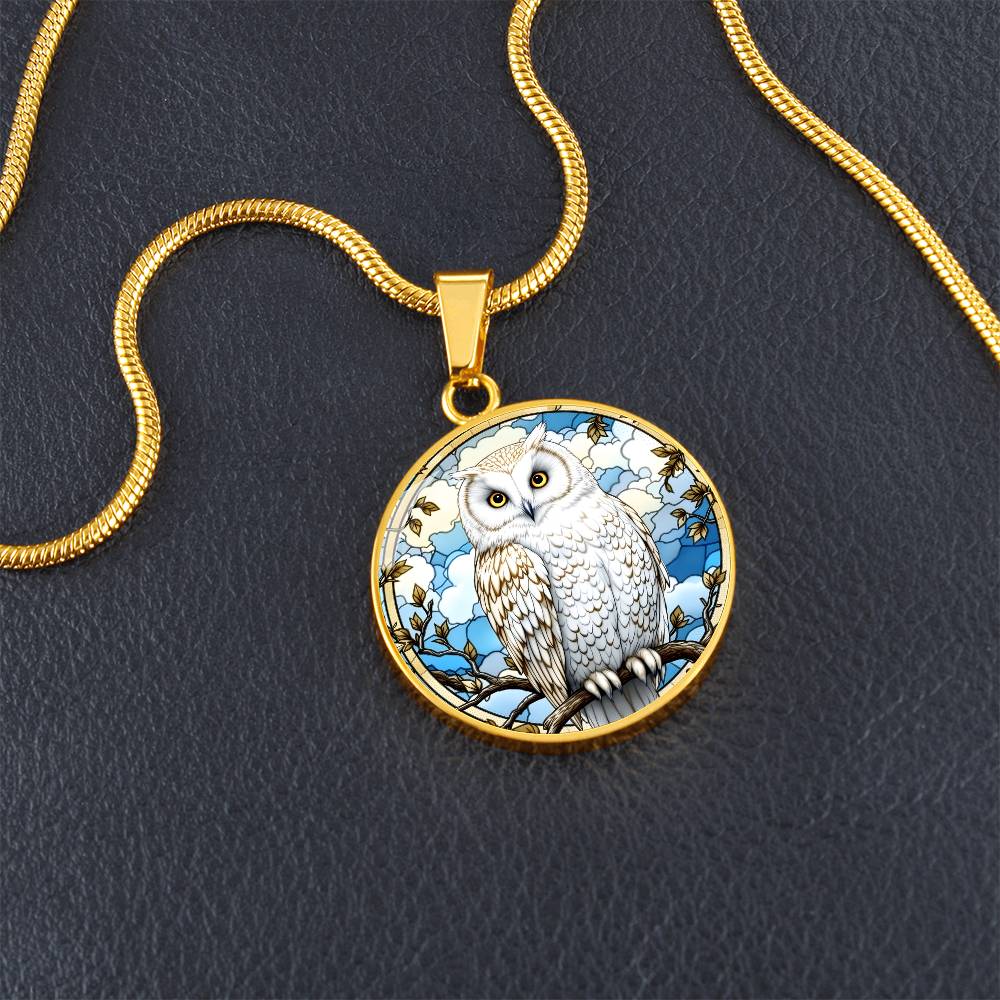 Snowy Owl Engraved Necklace or Bracelet in Gold or SIlver