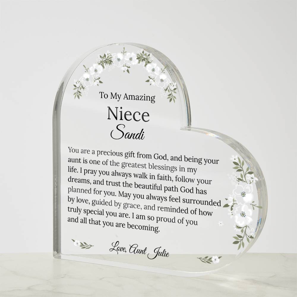 Personalized Niece Acrylic Heart Gift