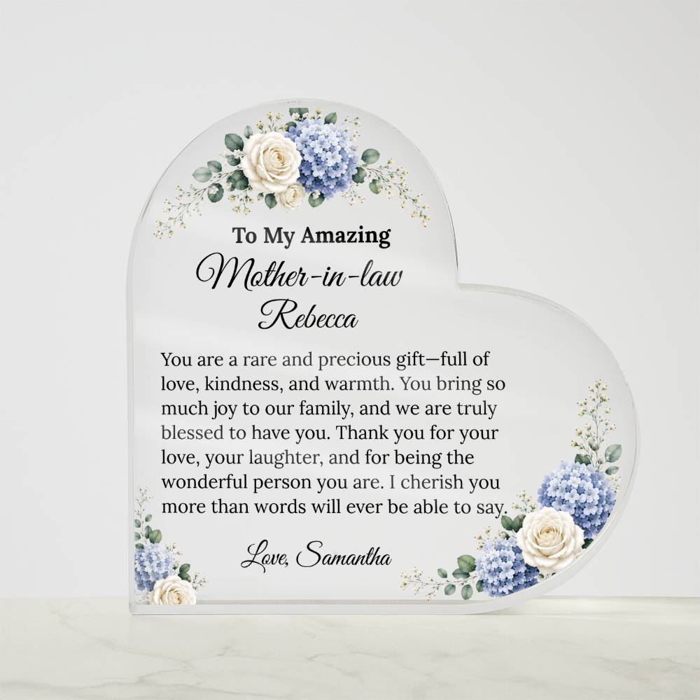 Personalized Mother in Law Heart Plaque