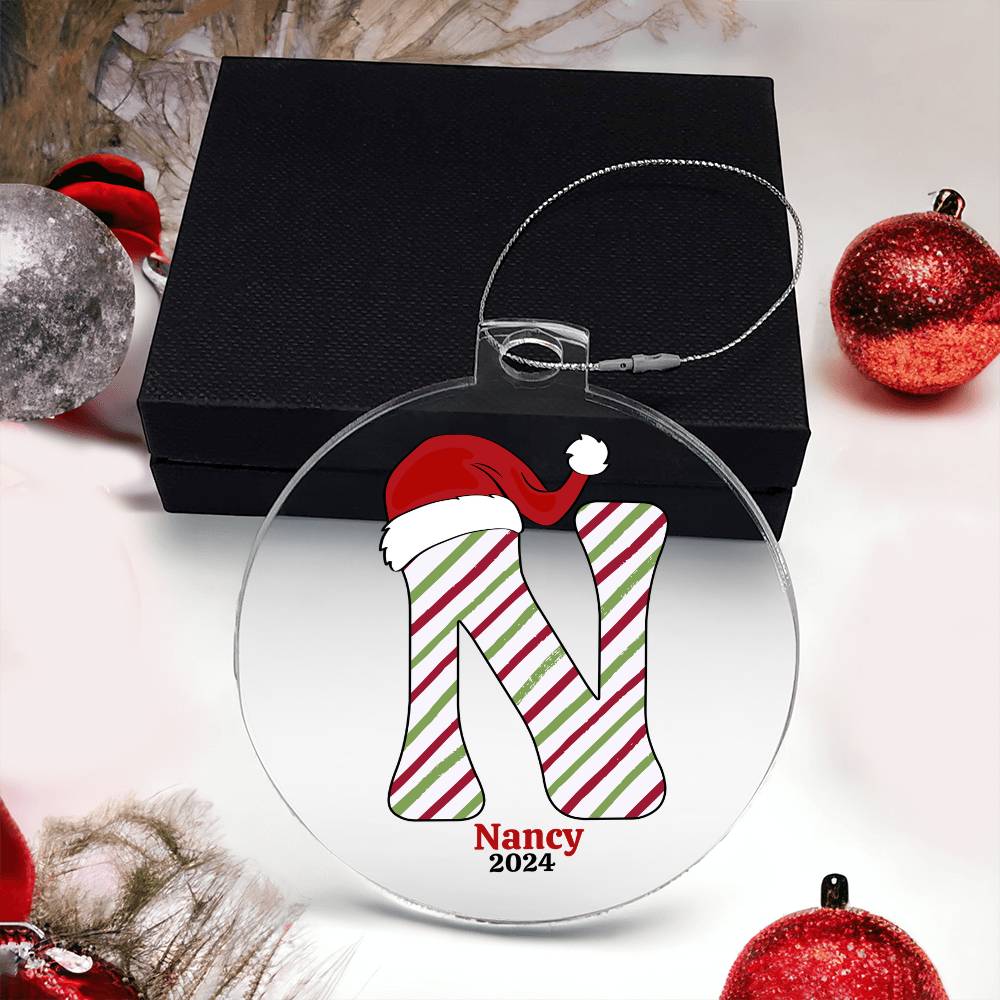 Personalized Initial Christmas Ornament - Customizable Name Holiday Decoration
