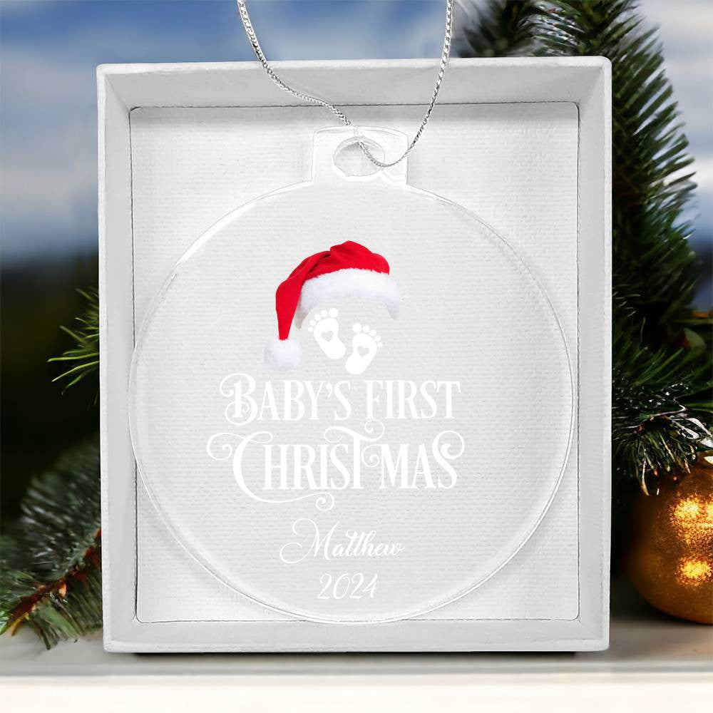 Baby 1st Christmas Santa Hat Acrylic Ornament-[Heartfelt Family Gift]