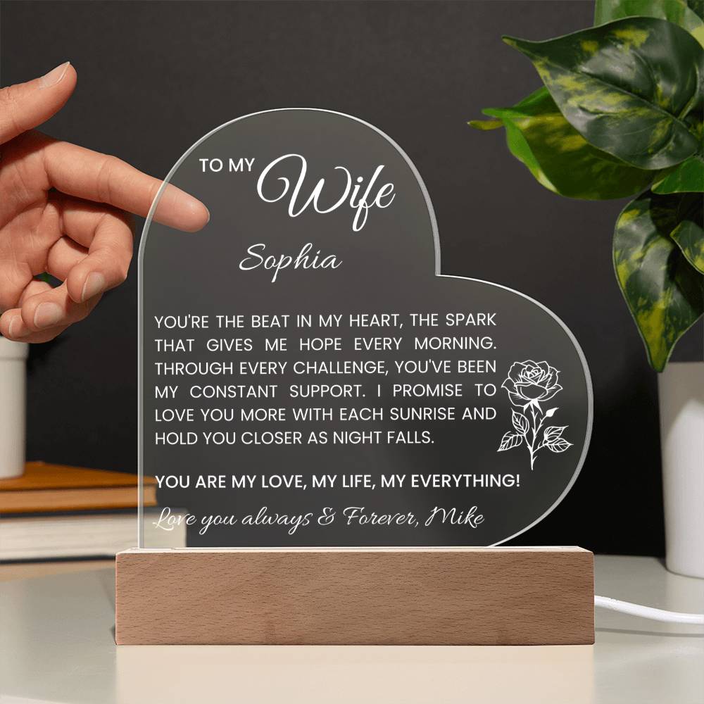 Personalized Wife Acrylic Heart Plaque