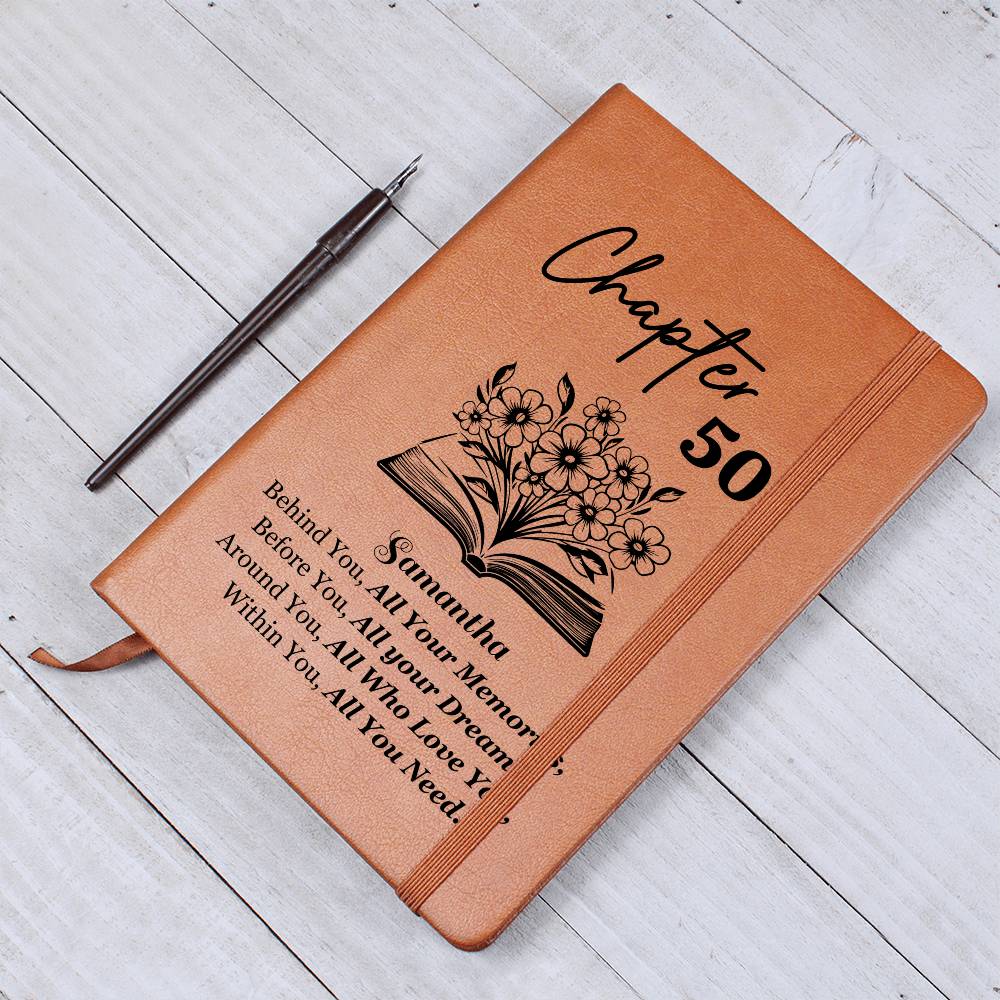 Chapter 50 Birthday Journal, Vegan Leather Journal, Milestone Birthday Gift, Personalized Birthday Book, Unique 50th Journal Gift