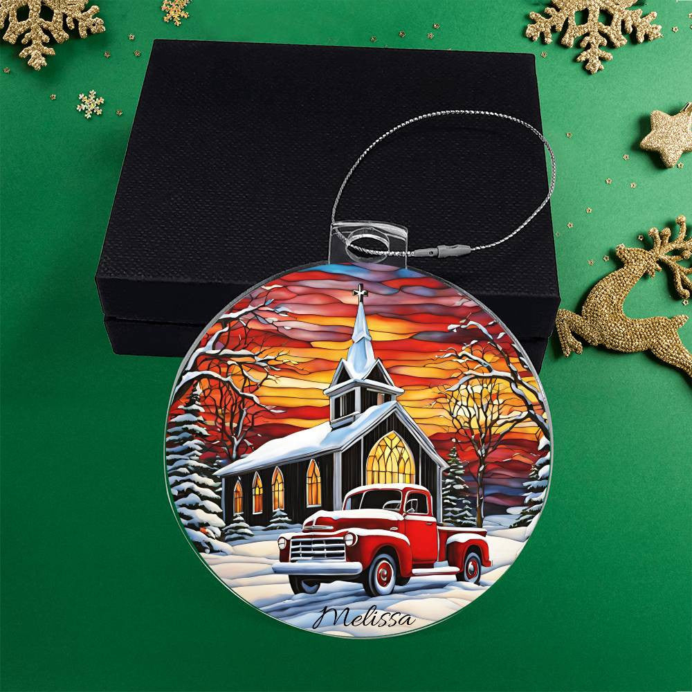 Country Christmas Red PIckup Truck Ornament-[Heartfelt Family Gift]