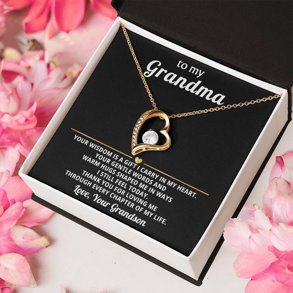 To My Grandma Necklace Gift from Granddaughter or Grandson