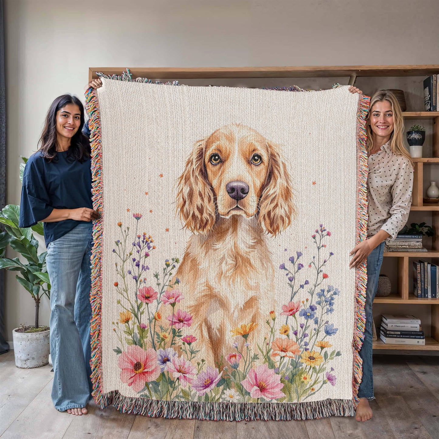 Cocker Spaniel Woven Cotton Throw Blanket-[Heartfelt Family Gift]