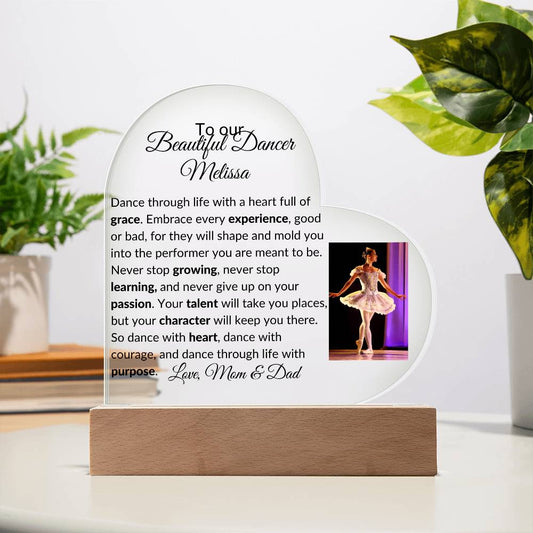 Personalized Dance Recital Acrylic Heart Plaque-[Heartfelt Family Gift]
