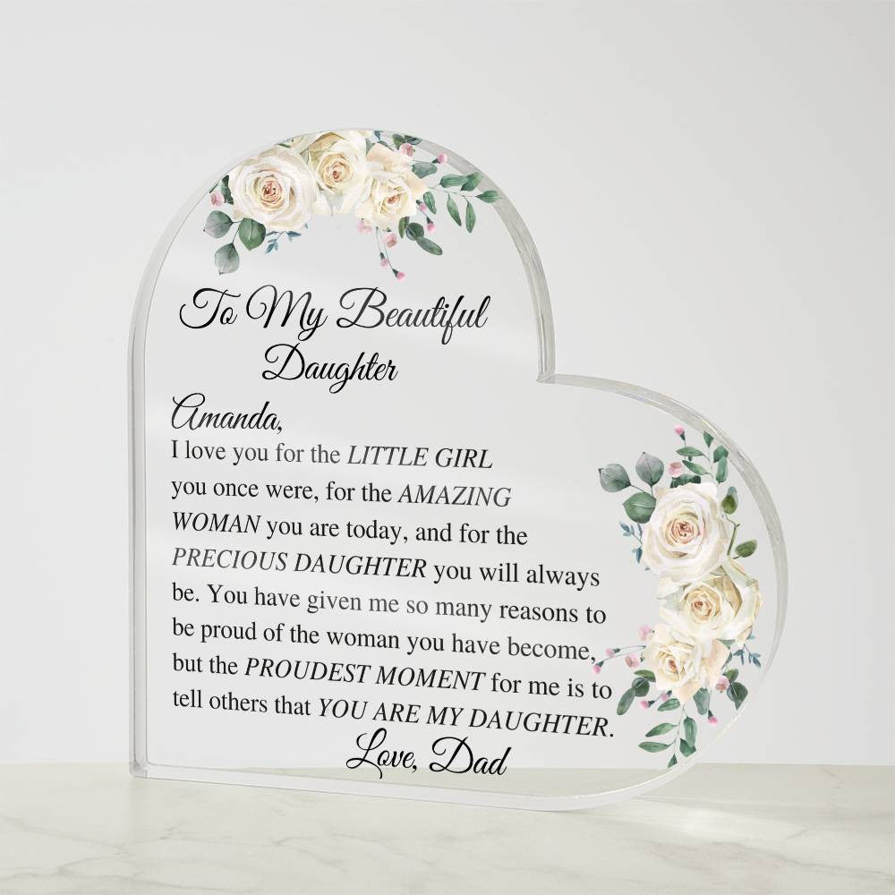 Daughter Acrylic Heart Plaque-[Heartfelt Family Gift]