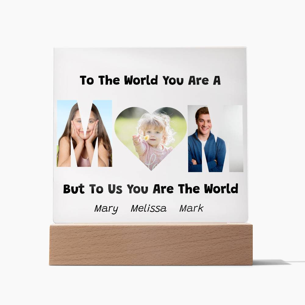 Mom Photo Acrylic Plaque with Kids Names-[Heartfelt Family Gift]