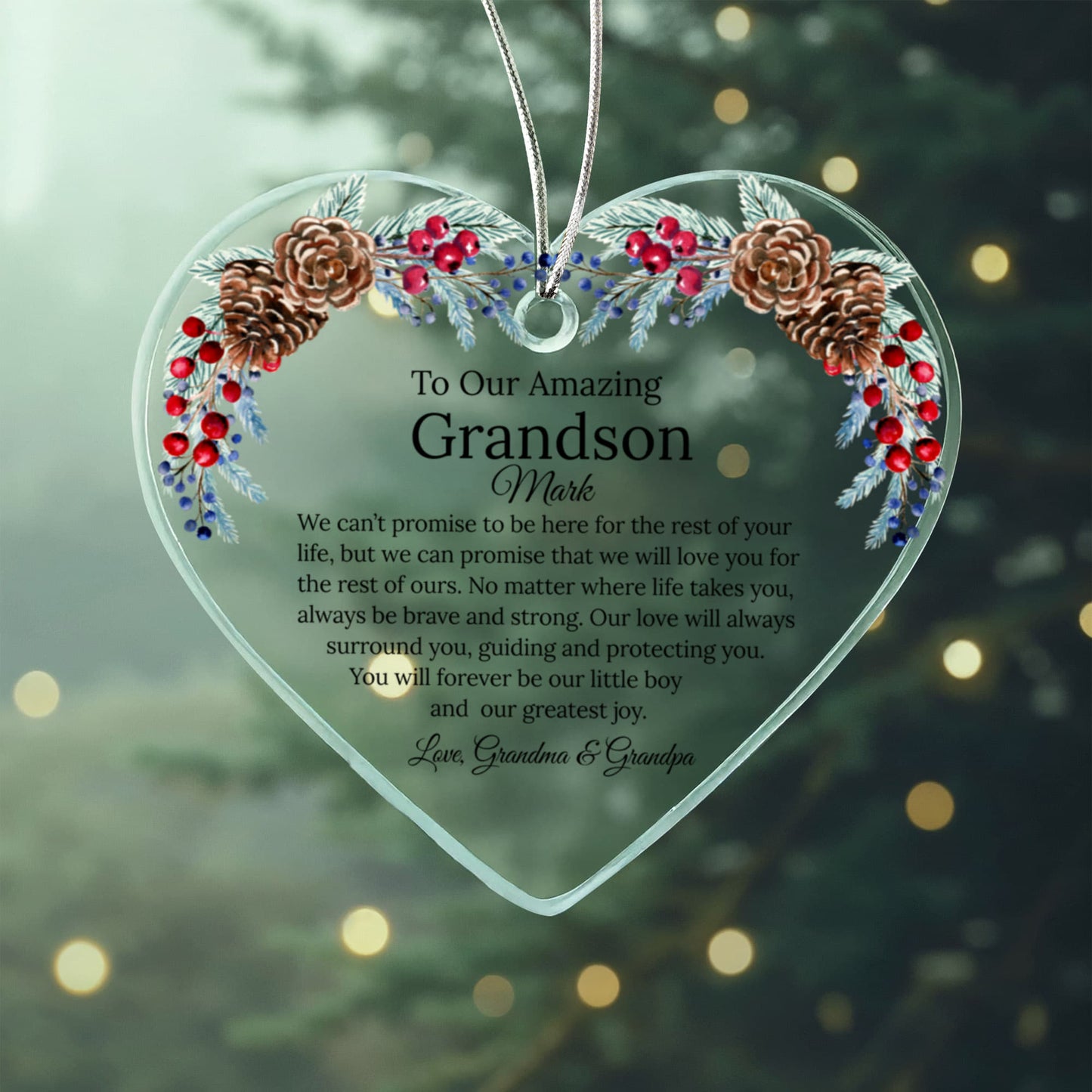Grandson Acrylic Heart Ornament