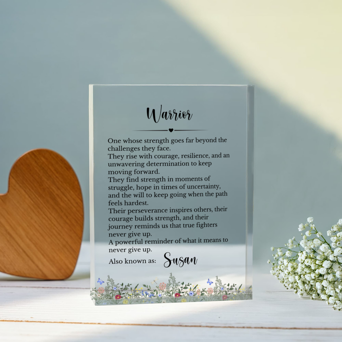 Strength of Fighter Heart of a Warrior Plaque