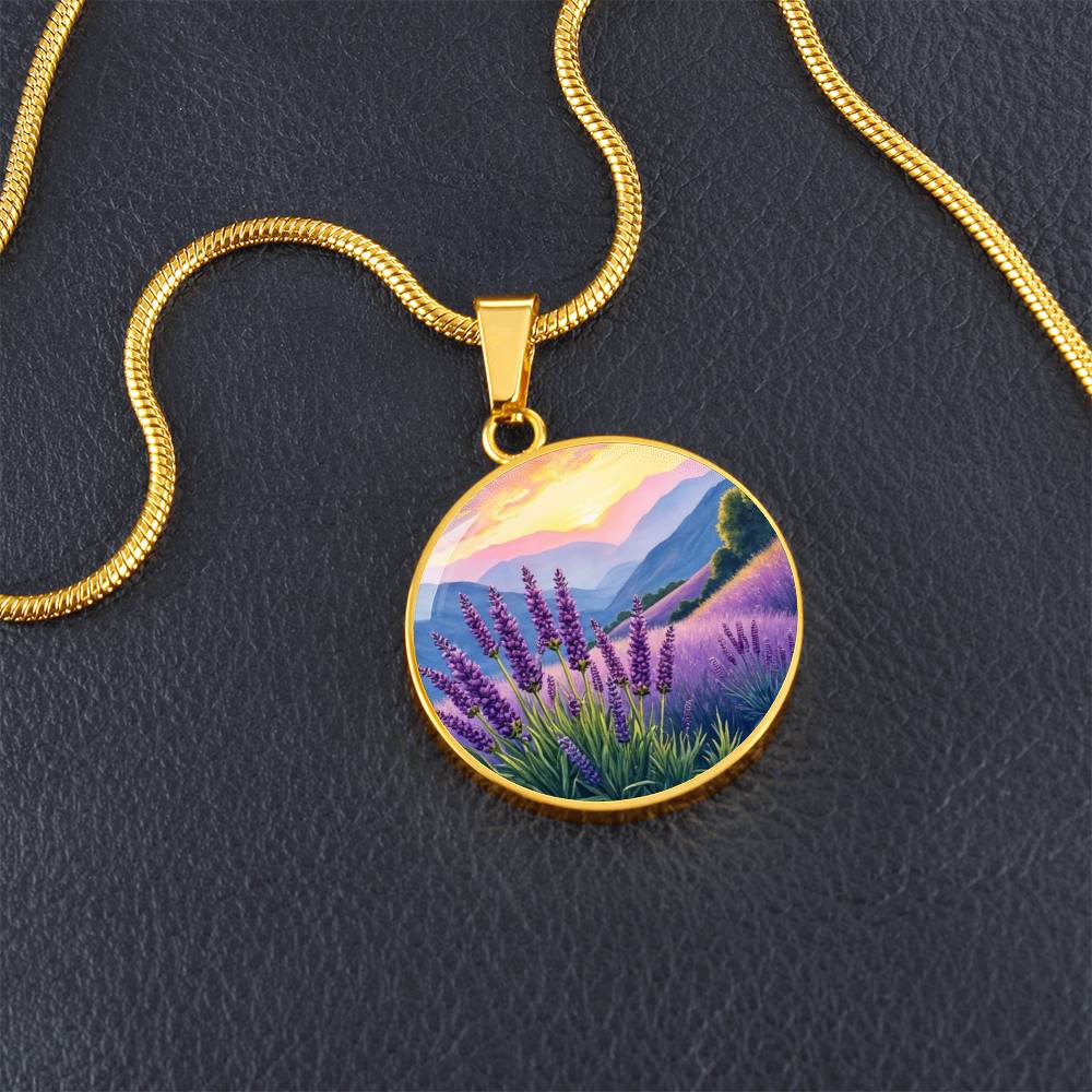 Lavender Field Necklace with Engraving