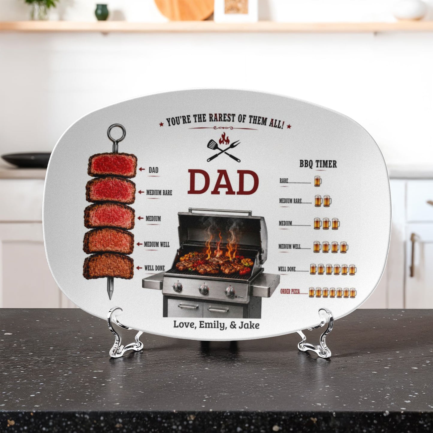 Rarest Dad Ever BBQ Plate, Funny Beer Loving Dad Platter, Personalized BBQ Gift, Grill Master Present, , Father’s Day Gift, BBQ Lover Plate