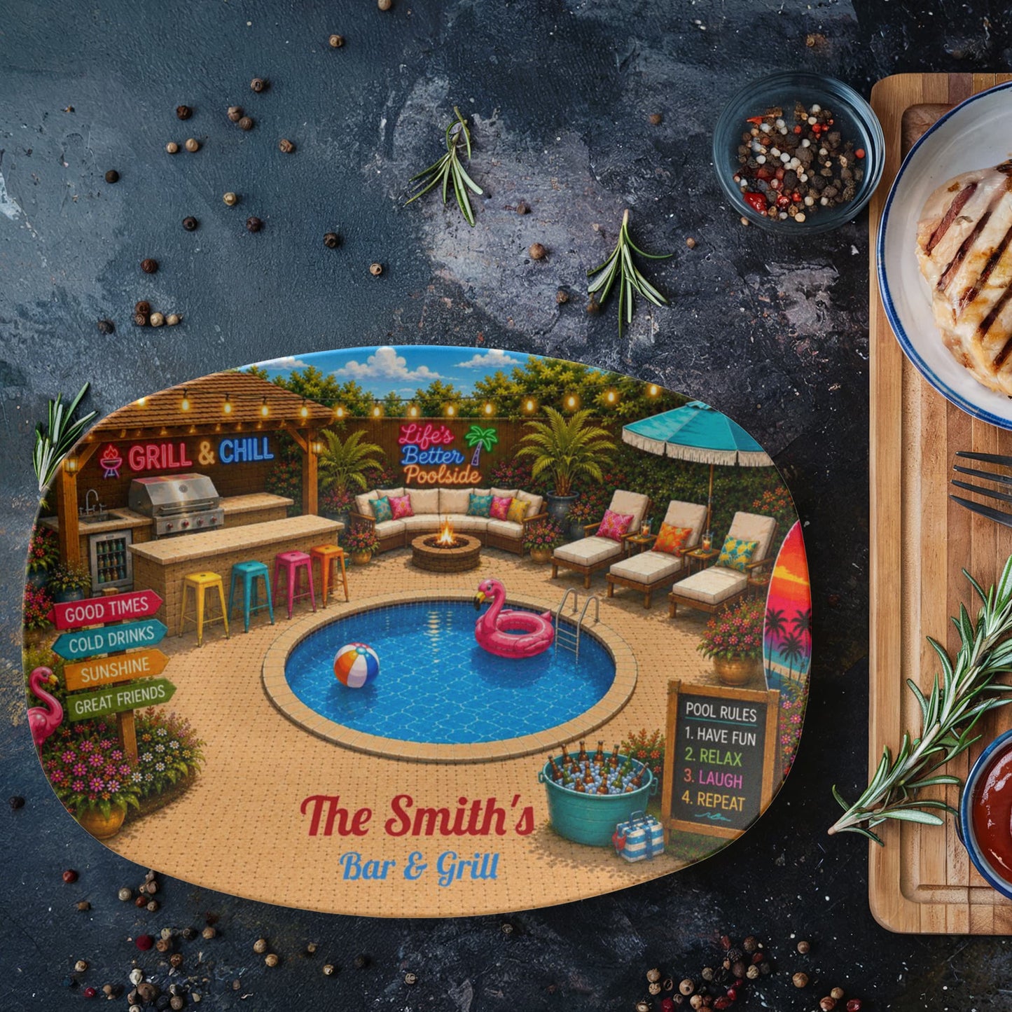 Personalized Backyard Pool & Patio Serving Tray
