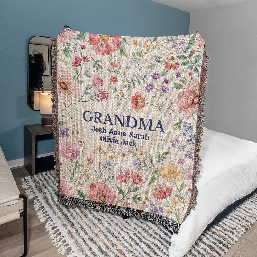 Heirloom Artwork Woven Blanket (Portrait)-[Heartfelt Family Gift]