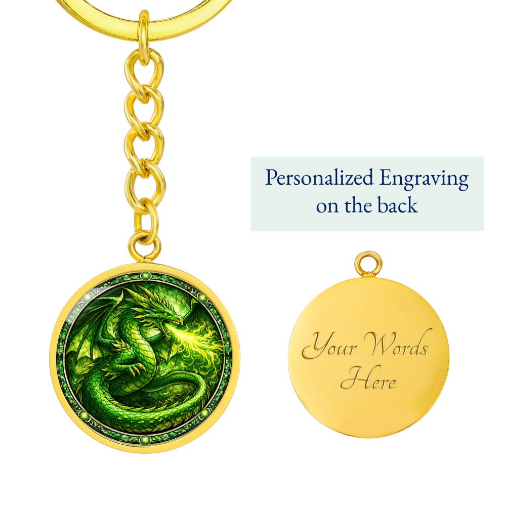 Green Dragon Personalized Engraved Necklace Bracelet or Keychain