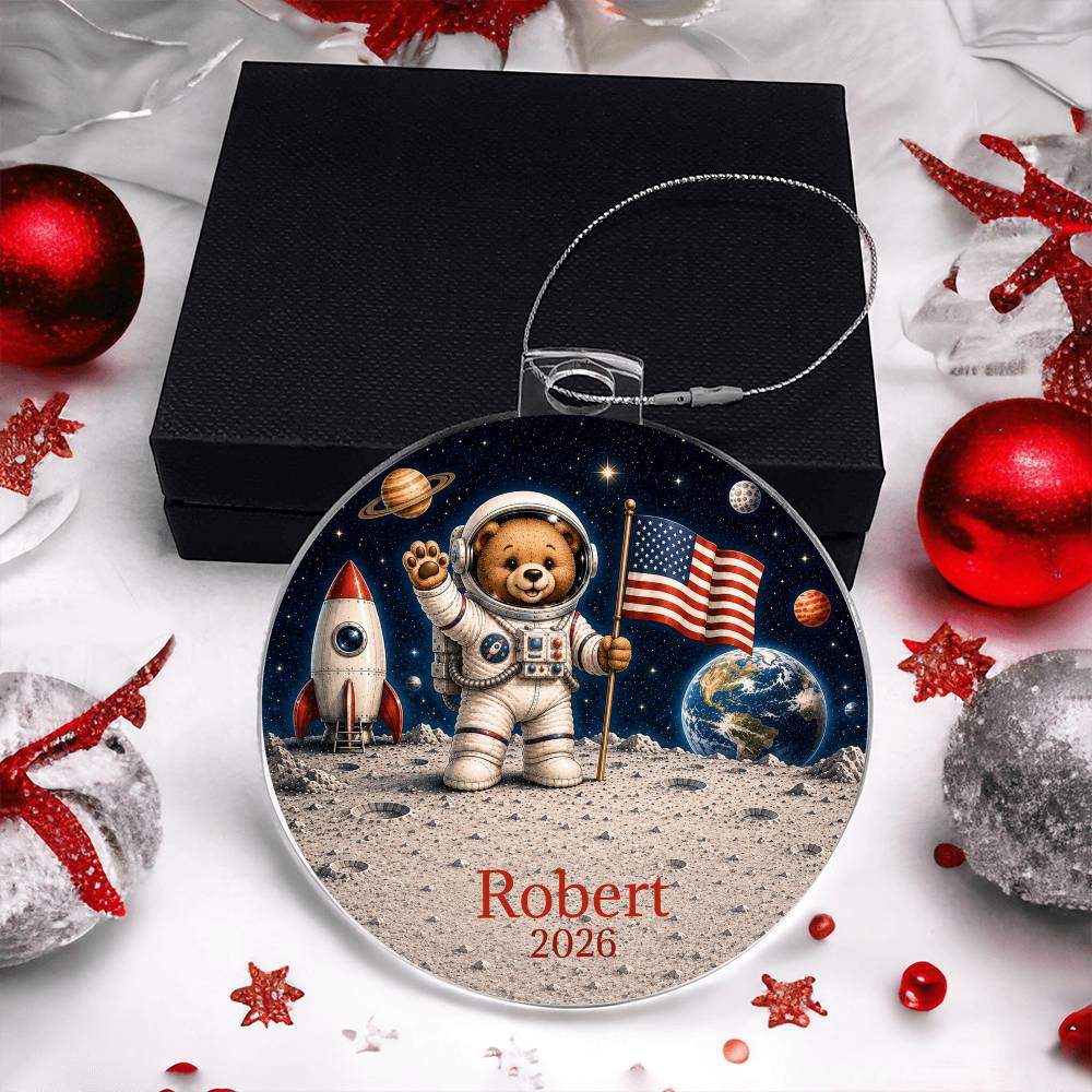 Kids Bear Astronaut Christmas Ornament