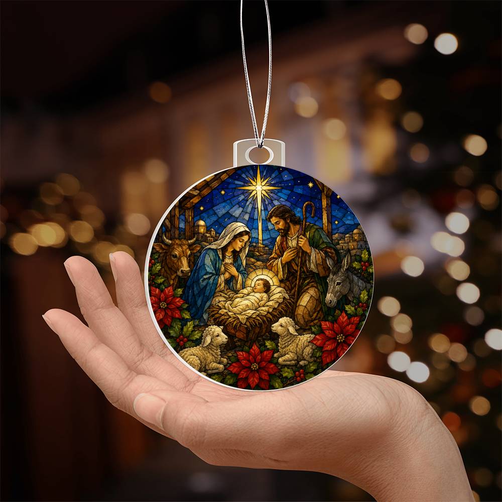 Baby Jesus Nativity Ornament, Christmas Tree Decor, Acrylic Holiday Ornament, Religious Gift, Nativity Scene Ornament