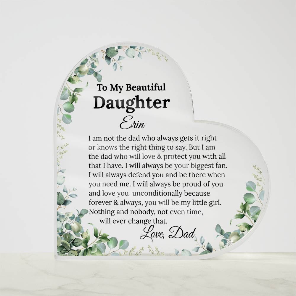Personalized Daughter Heart Plaque, Father to Daughter Gift,