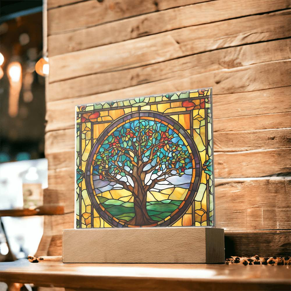 Tree of Life Acrylic Square Plaque-[Heartfelt Family Gift]