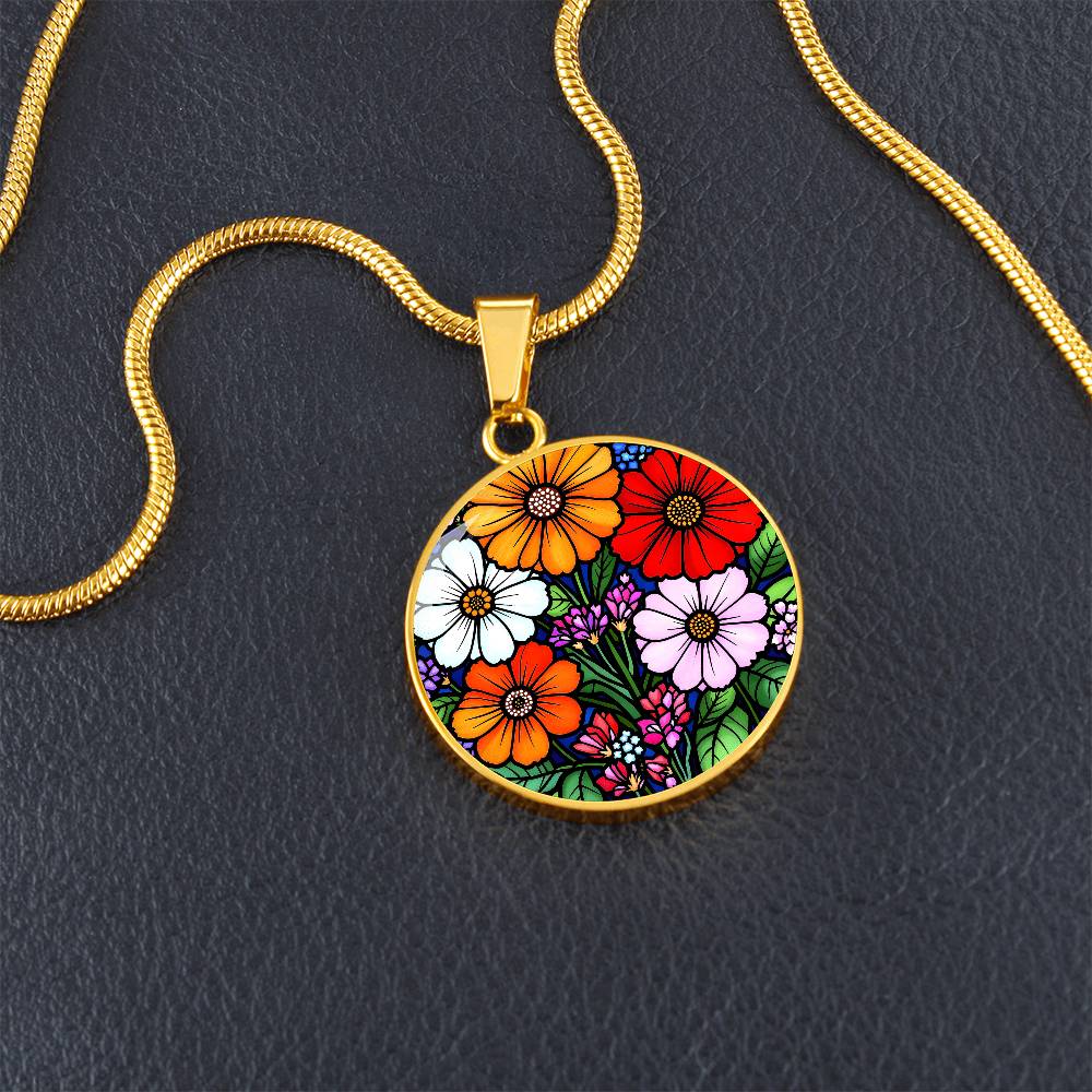 Floral Necklace with Engraving