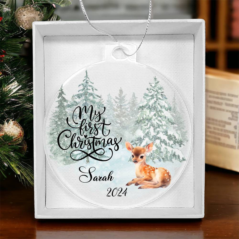 Baby's 1st Christmas Deer Acrylic Ornament-[Heartfelt Family Gift]