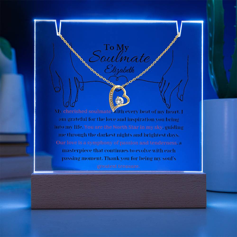 Soulmate  LED Acrylic Heart Necklace & Plaque Gift Set-[Heartfelt Family Gift]