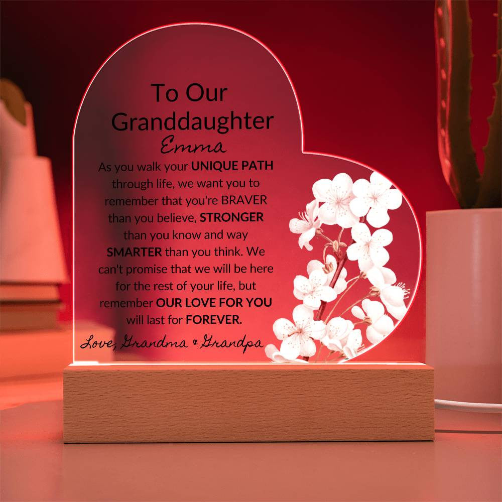 Granddaughter Acrylic Heart-[Heartfelt Family Gift]
