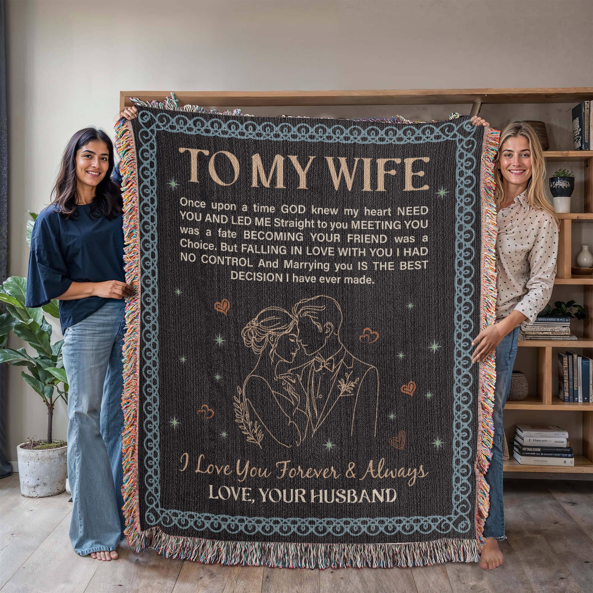 To my wife- Heirloom Woven Blanket 50x60-[Heartfelt Family Gift]