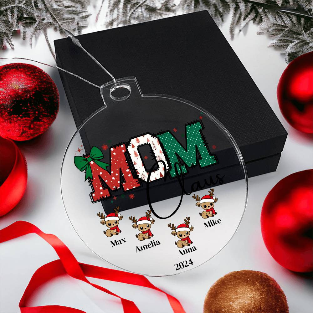 Mom Claus Acrylic Christmas Ornament-[Heartfelt Family Gift]