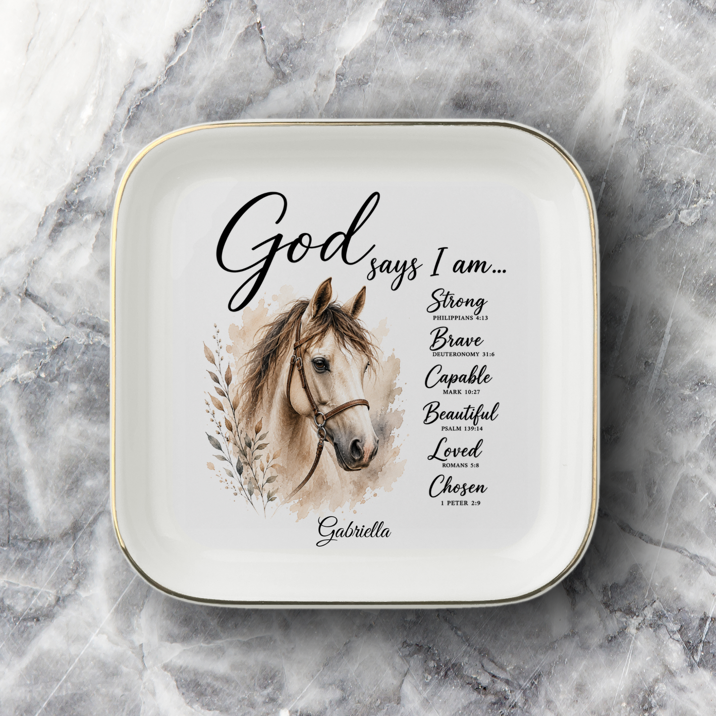 Horse Bible Verse Jewelry Dish