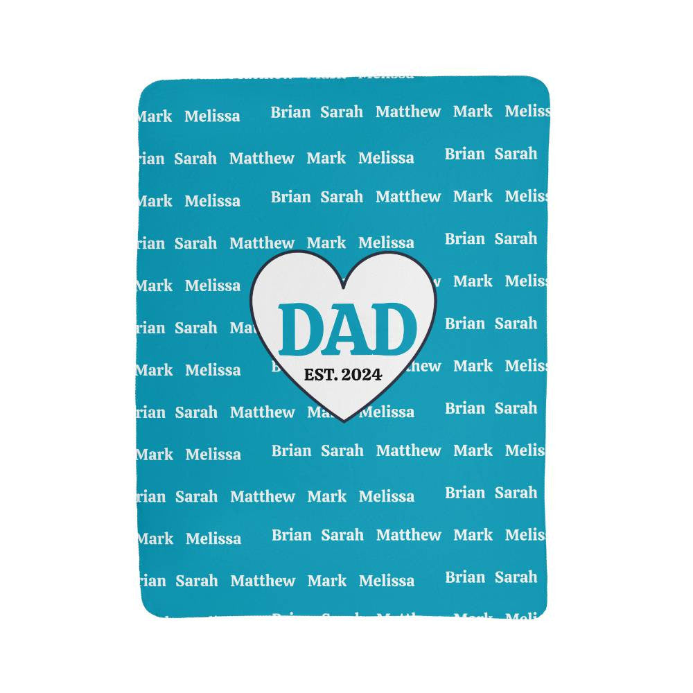 Dad with Kids Names Sherpa Fleece Blanket-[Heartfelt Family Gift]