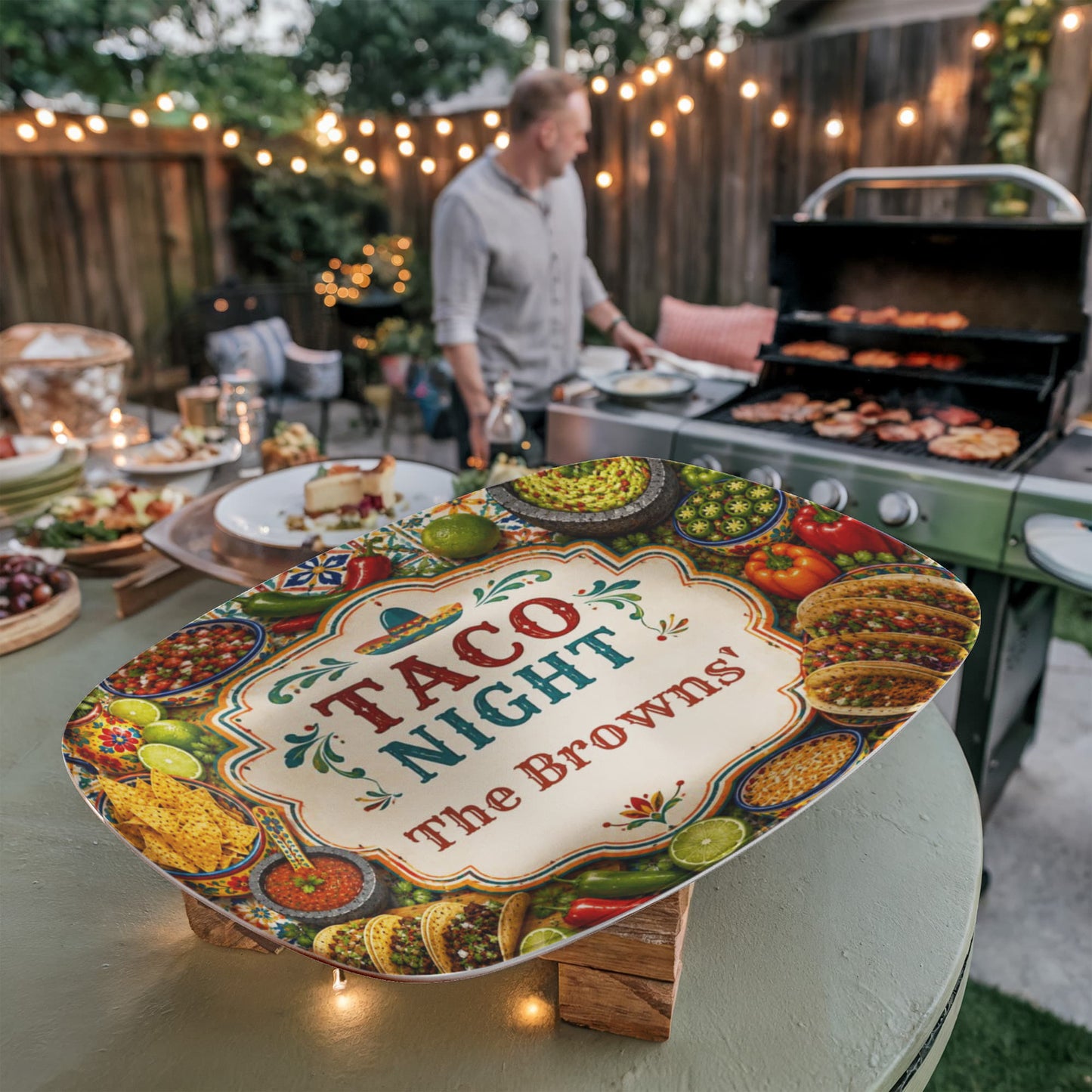 Personalized Taco Serving Tray, Family Name Tray, Custom Taco Night Platter, Mexican Fiesta Decor, Unique Housewarming Gift, Kitchen Tableware,