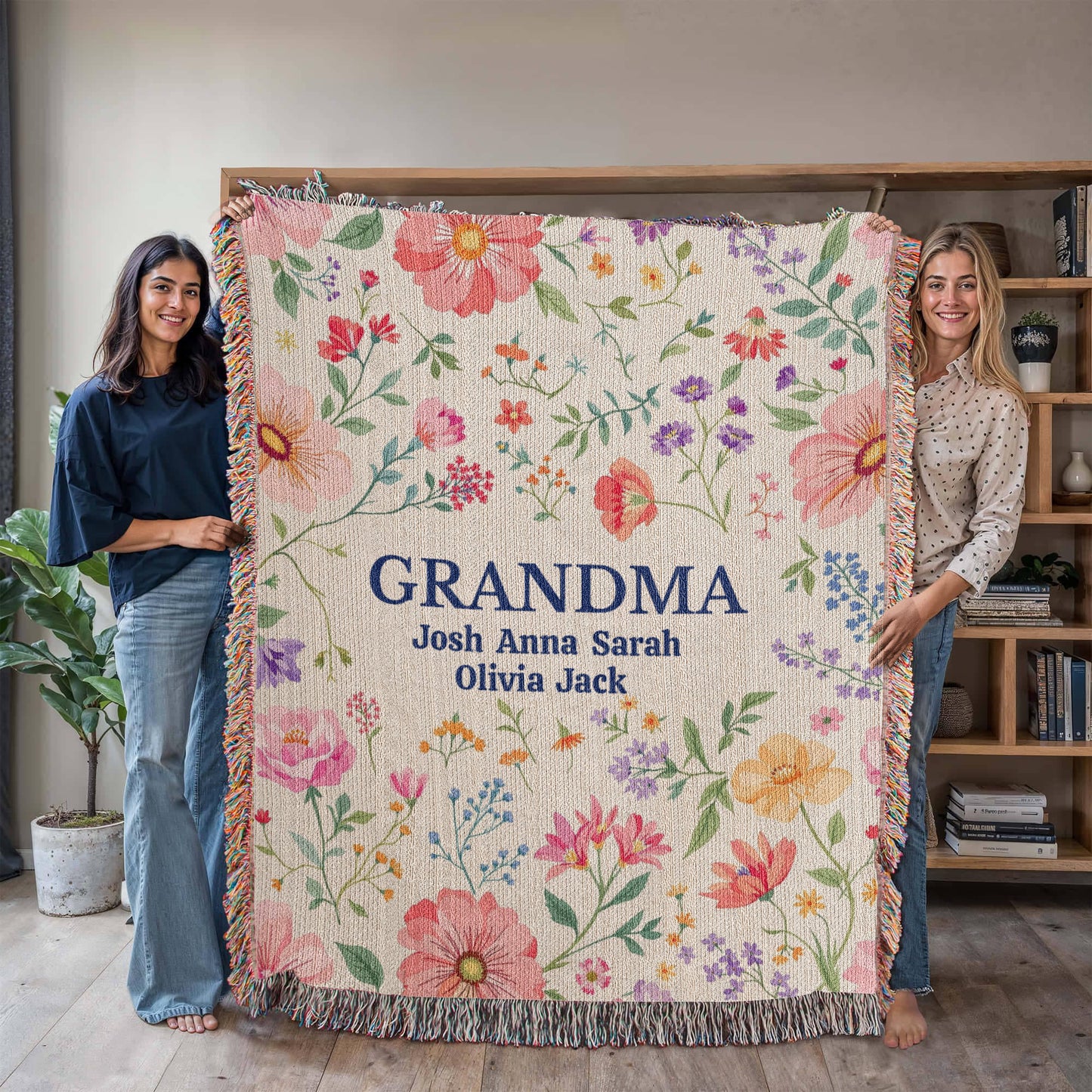 Heirloom Artwork Woven Blanket (Portrait)-[Heartfelt Family Gift]
