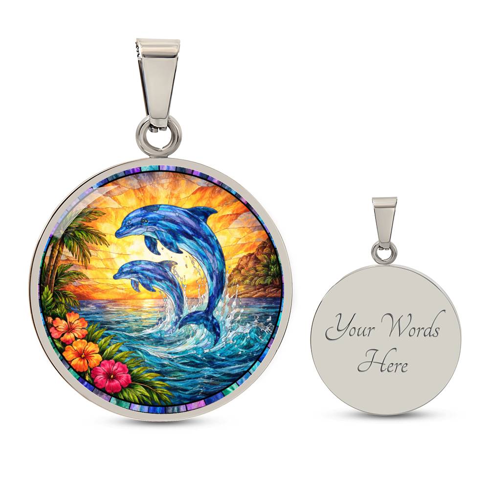 Dolphin Engraved Pendant Necklace