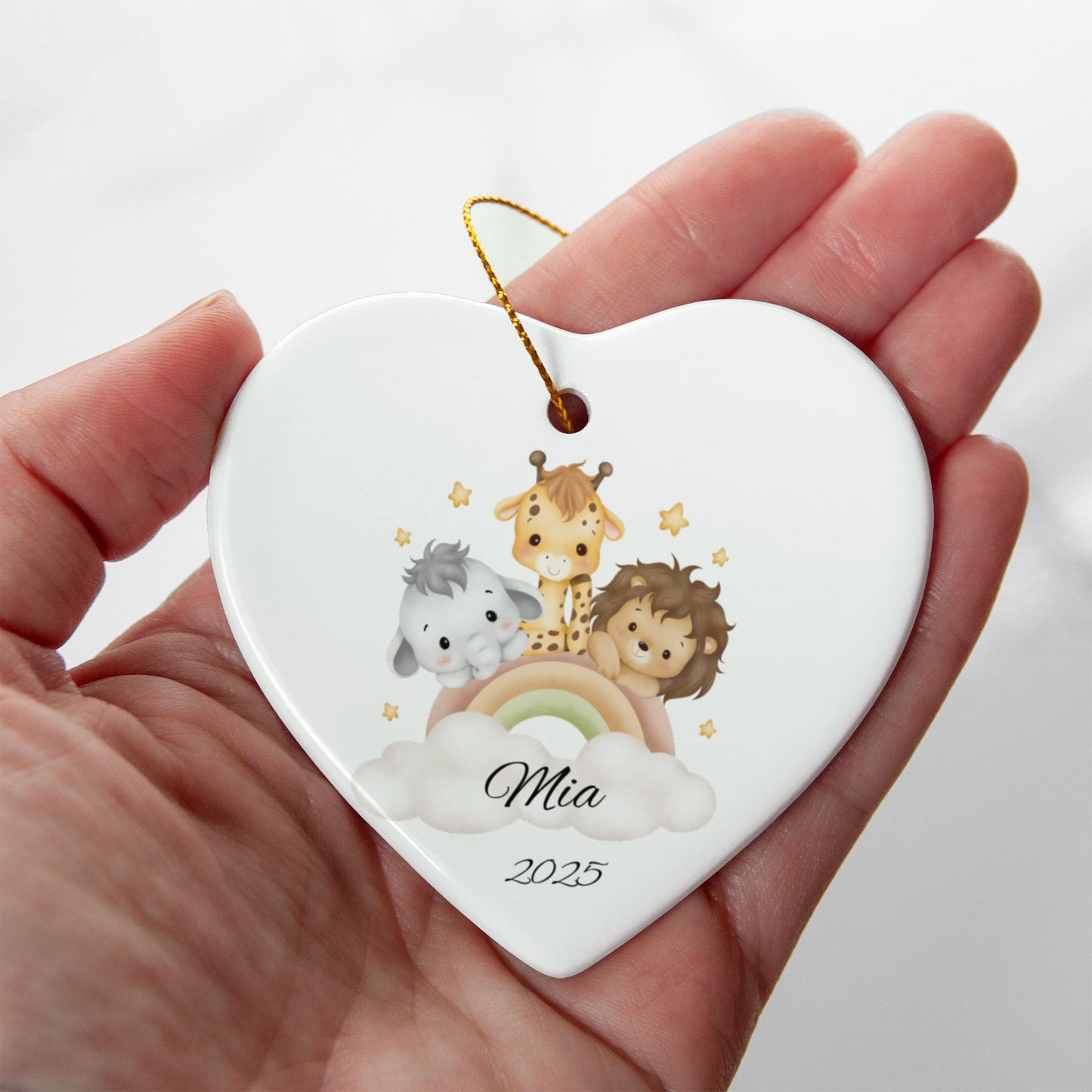 Baby Safari Animal Heart Ornament