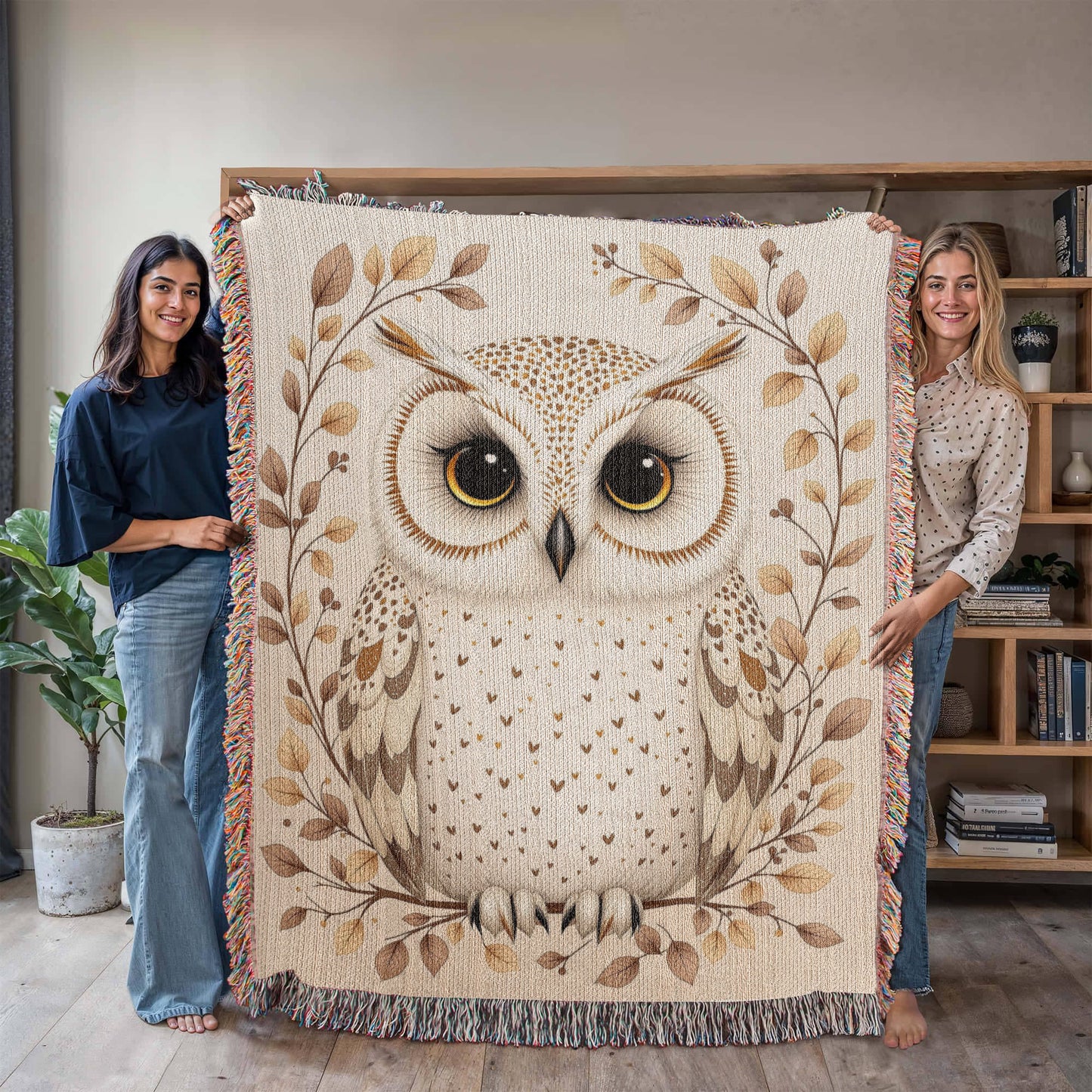 Owl Woven Cotton Throw Blanket-[Heartfelt Family Gift]